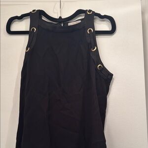 Ramy Brook Black Sleeveless Top with Gold Accents